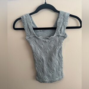 Textured blue Sleeveless Tank